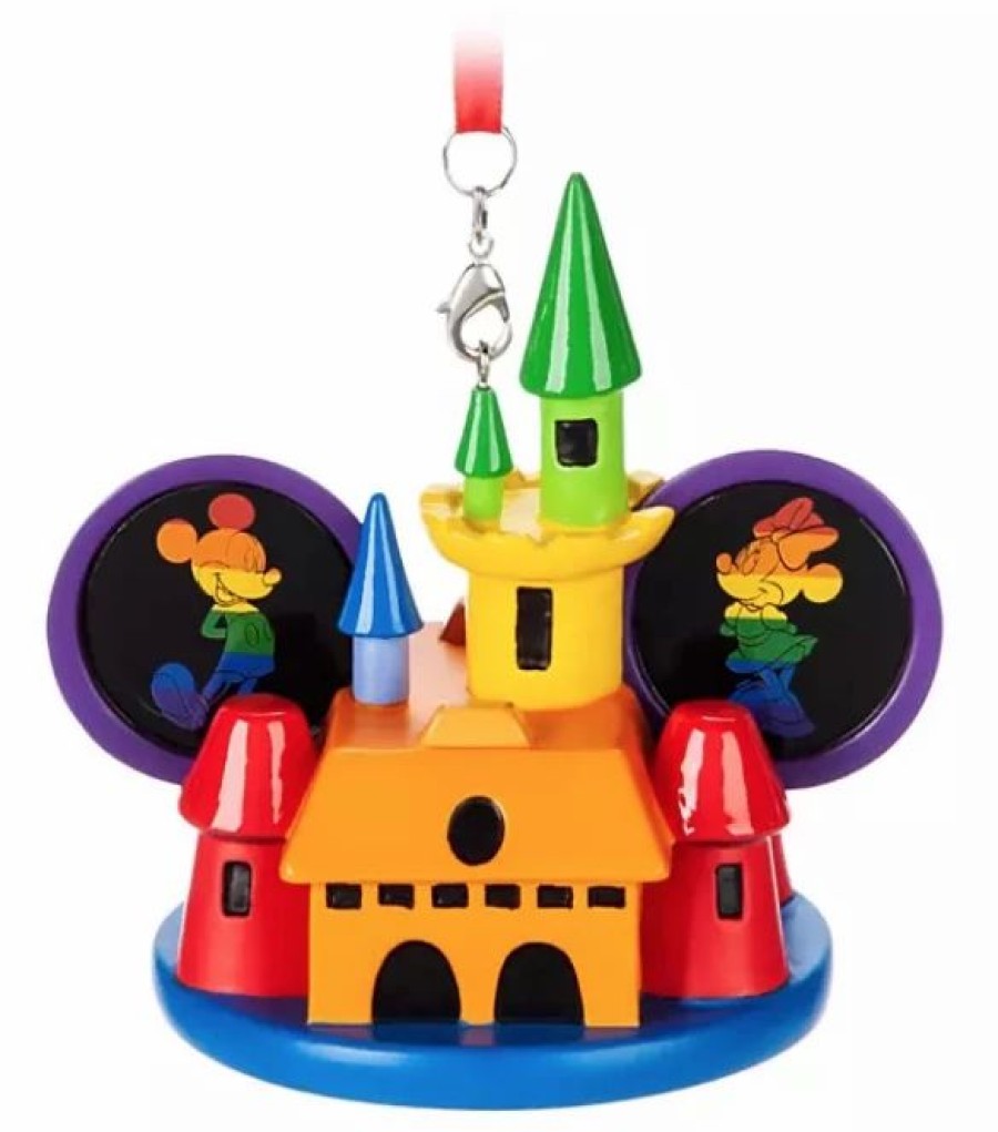 Holidays * | Budget Disney Ear Hat Ornament Rainbow Castle Mickey And Minnie