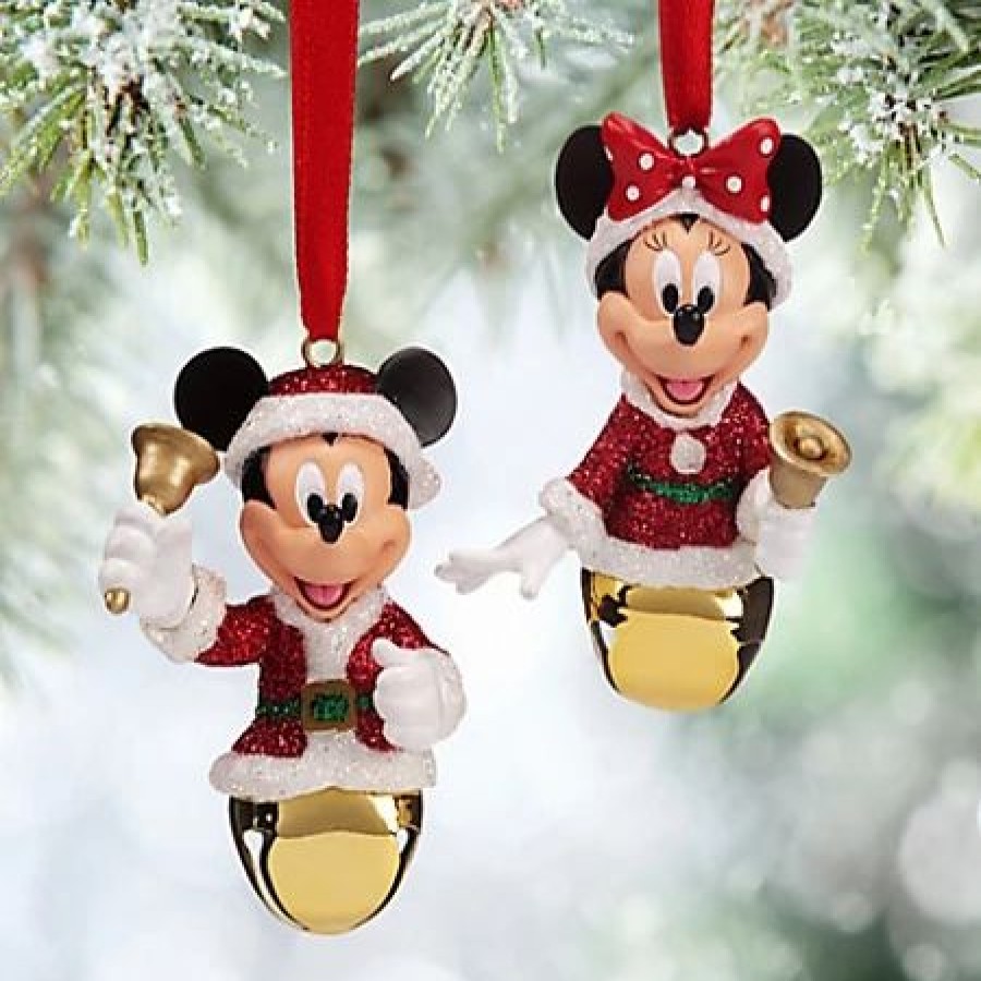 Holidays * | Best Reviews Of Disney Christmas Ornament Set Mickey And Minnie Mouse Bells