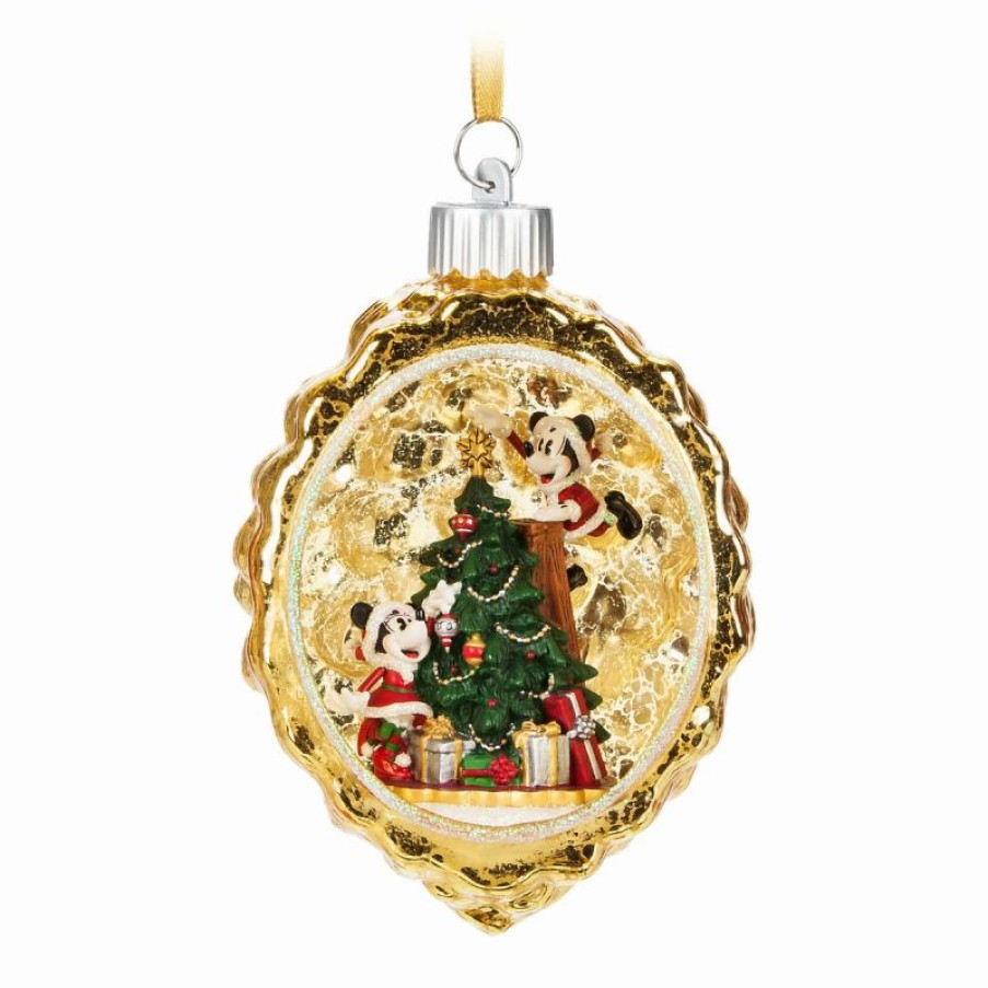 Holidays * | Outlet Disney Christmas Ornament Mickey And Minnie Light Up Scene