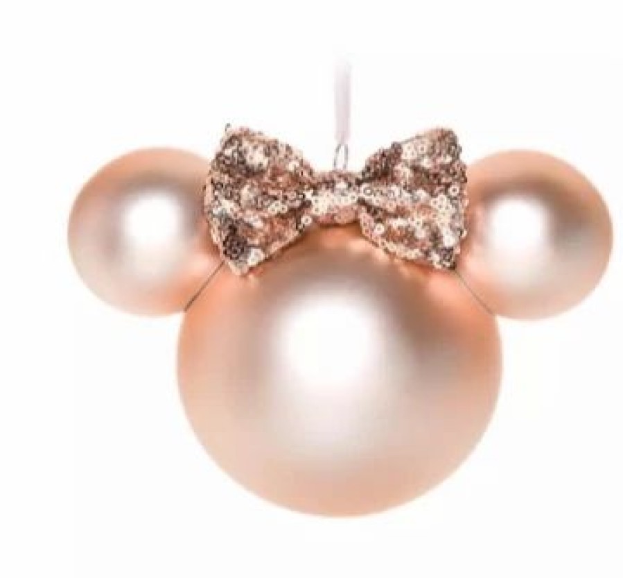 Holidays * | Best Reviews Of Disney Minnie Ears Icon Ornament Minnie Mouse Briar Rose Gold