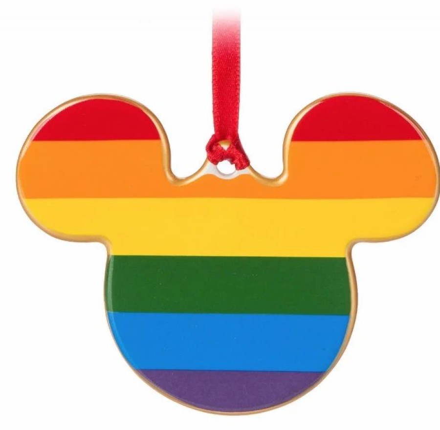 Holidays * | Best Deal Disney Disc Ornament Rainbow Mickey Mouse