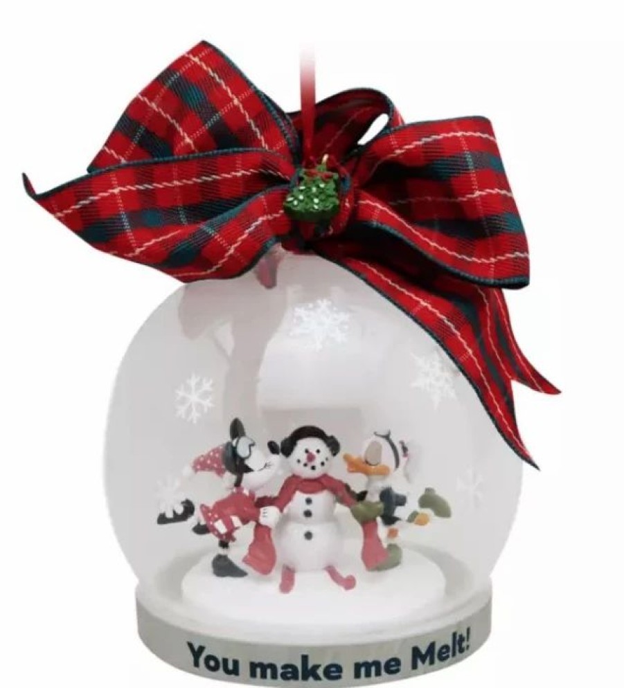 Holidays * | Wholesale Disney Globe Ornament Minnie, Daisy And Snowman