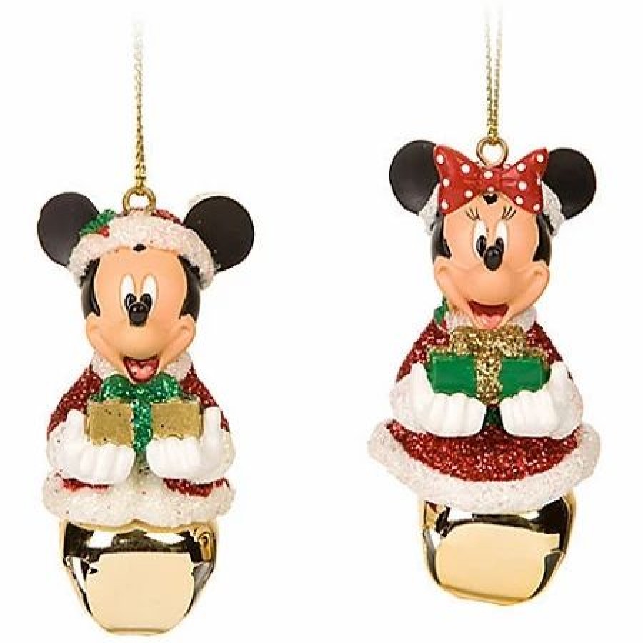 Holidays * | Best Deal Disney Christmas Ornament Set Santa Mickey And Minnie Mouse Jingle Bell