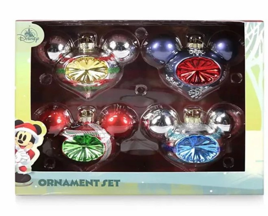 Holidays * | Top 10 Disney Ornament Set Mickey Mouse Icon Glass Droplet