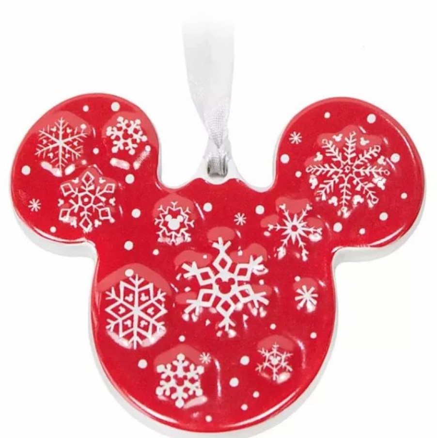 Holidays * | Brand New Disney Disc Ornament Mickey Icon Snowflake Ceramic