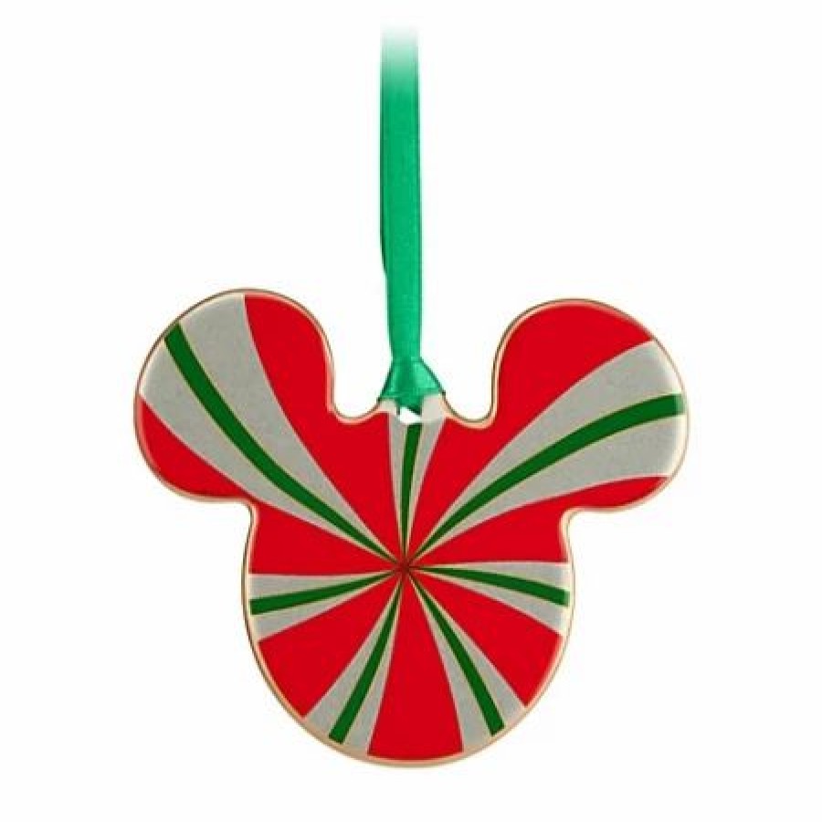 Holidays * | Deals Disney Disc Ornament Mickey Mouse Peppermint