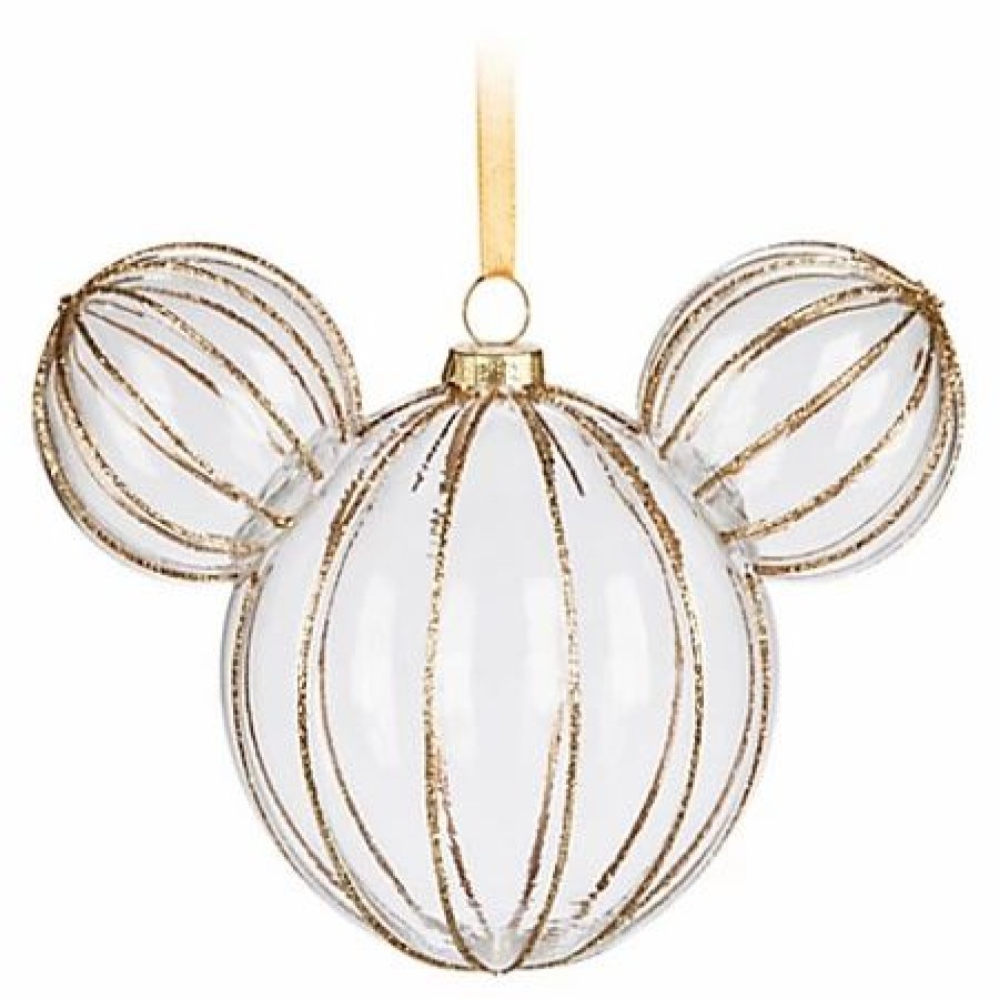 Holidays * | Promo Disney Mickey Ears Ornament Mickey Mouse Icon Golden Rib