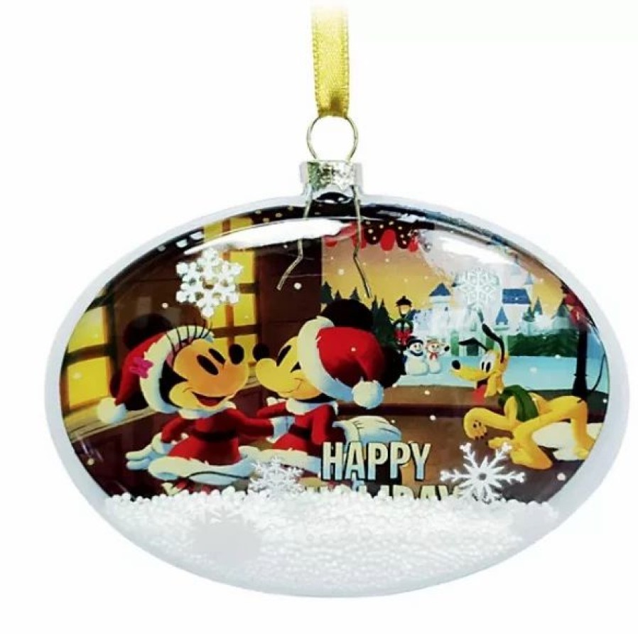 Holidays * | Wholesale Disney Glass Oval Ornament Santa Mickey Mouse & Friends