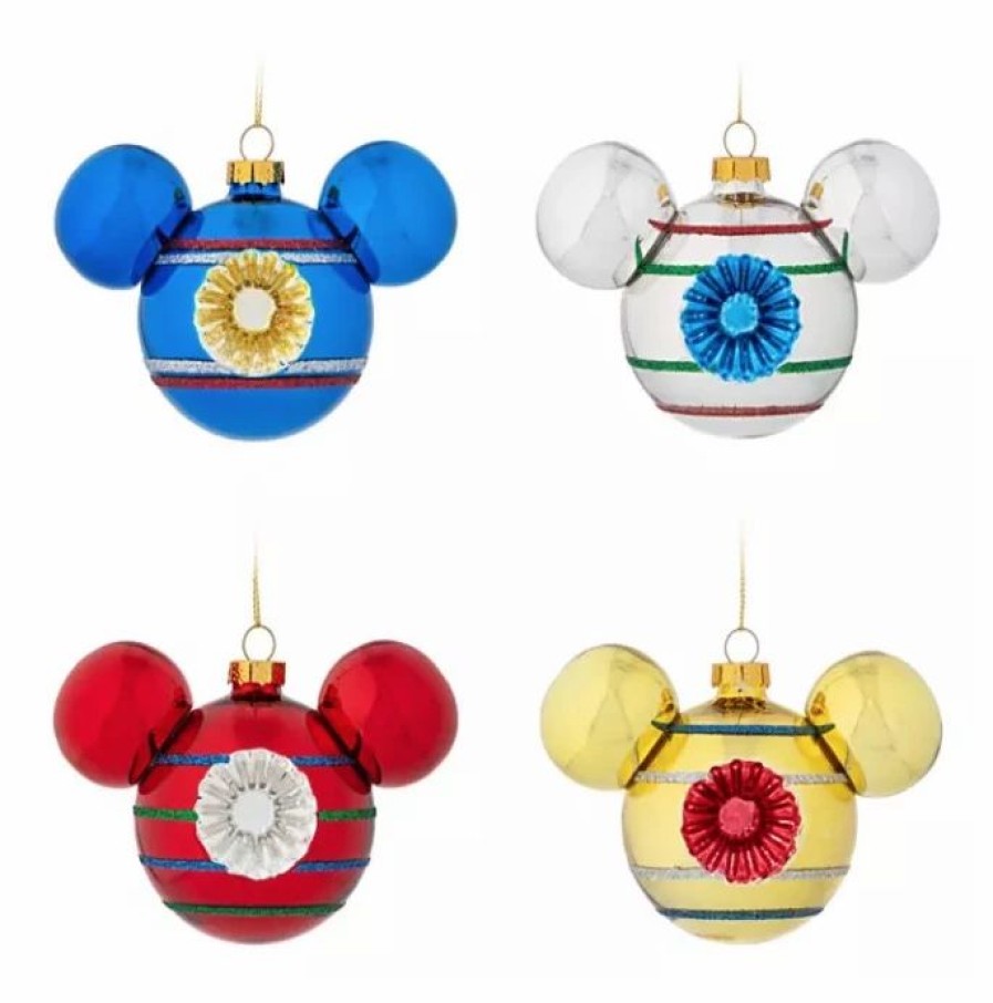 Holidays * | Top 10 Disney Mickey Ears Ornament Set Mickey Mouse Icon Indents Set Of 4