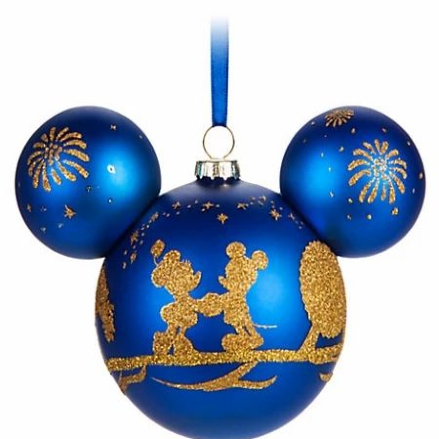 Holidays * | Flash Sale Disney Mickey Ears Christmas Ornament Four Parks Gold Glitter