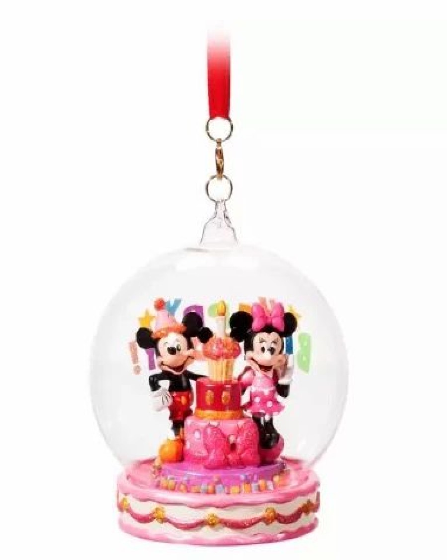 Holidays * | Best Sale Disney Globe Ornament Mickey And Minnie Happy Birthday