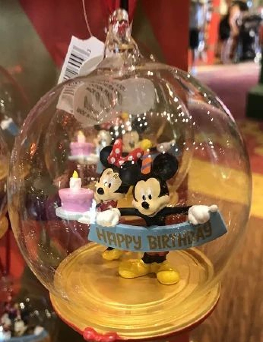 Holidays * | Top 10 Disney Globe Ornament Happy Birthday Mickey And Minnie Mouse