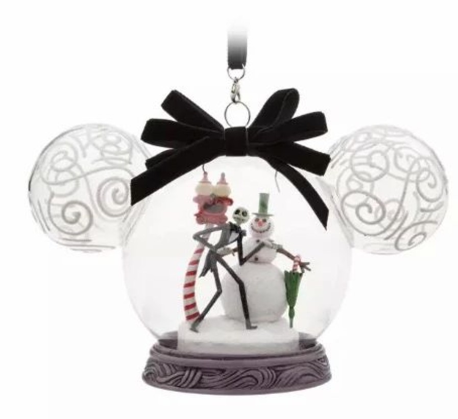 Holidays * | Deals Disney Mickey Ears Icon Ornament Jack Skellington And Snowman