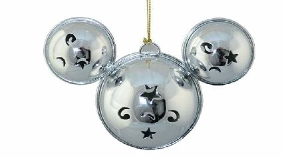 Holidays * | Cheapest Disney Mickey Ears Icon Ornament Mickey Mouse Metal Bell Silver