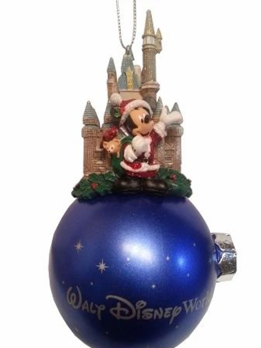 Holidays * | Outlet Disney Christmas Ornament Cinderella Castle And Santa Mickey Mouse