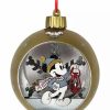 Holidays * | Discount Disney Glass Ball Ornament Mickey Mouse Light-Up Silver & Gold