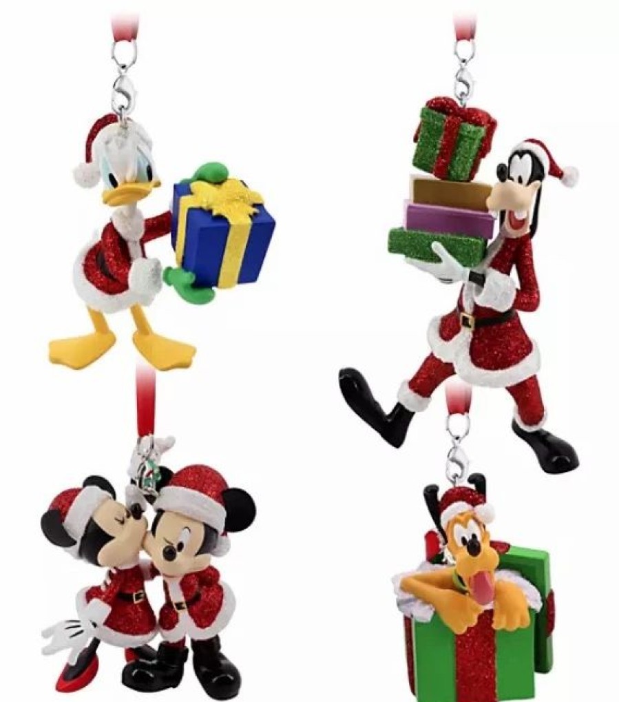 Holidays * | Brand New Disney Ornament Set Santa Mickey Mouse And Friends Set Of 4