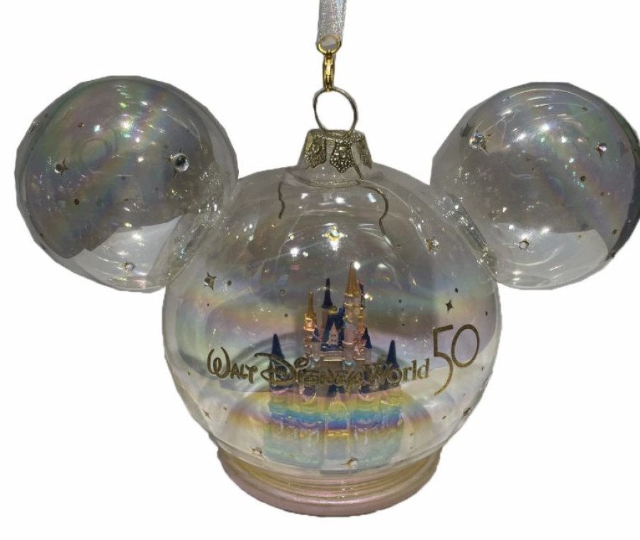 Holidays * | Coupon Disney Mickey Ears Icon Ornament 50Th Anniversary Castle