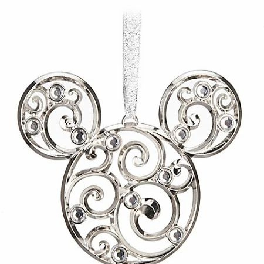 Holidays * | Flash Sale Disney Christmas Ornament Bohemian Filigree Mickey Mouse Silver