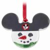 Holidays * | Outlet Disney Disc Ornament Mickey Icon Snowman Ceramic