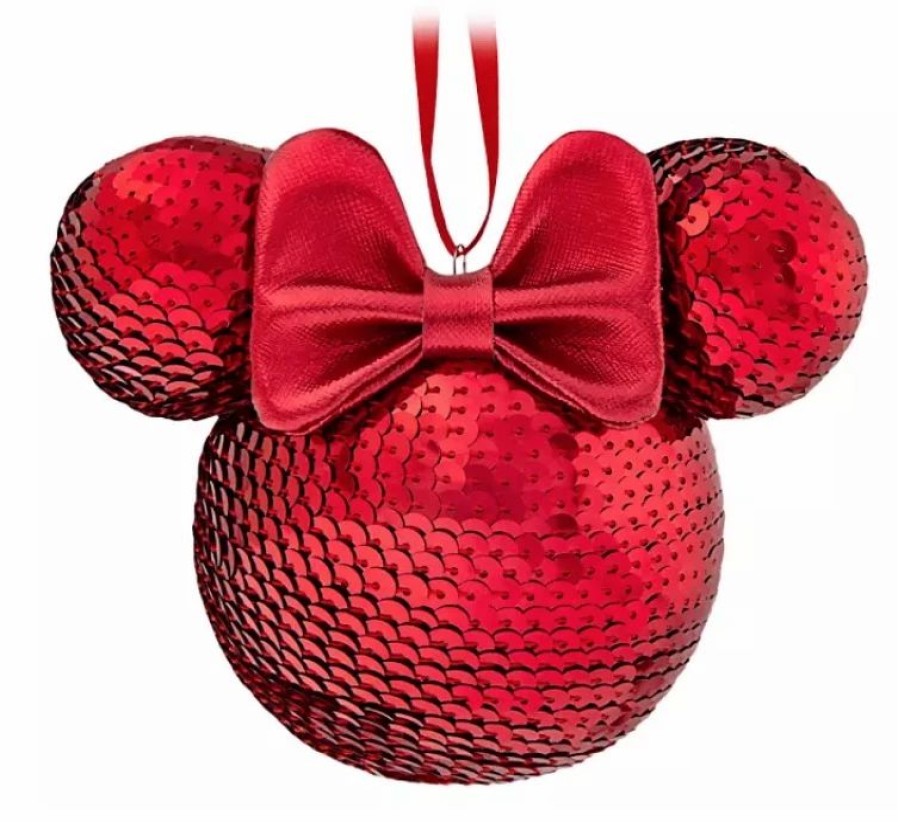 Holidays * | Top 10 Disney Mickey Ears Icon Ornament Minnie Mouse Sequined Red