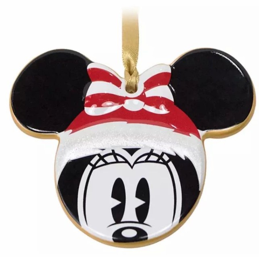 Holidays * | Top 10 Disney Disc Ornament Santa Minnie Mouse Icon Ceramic