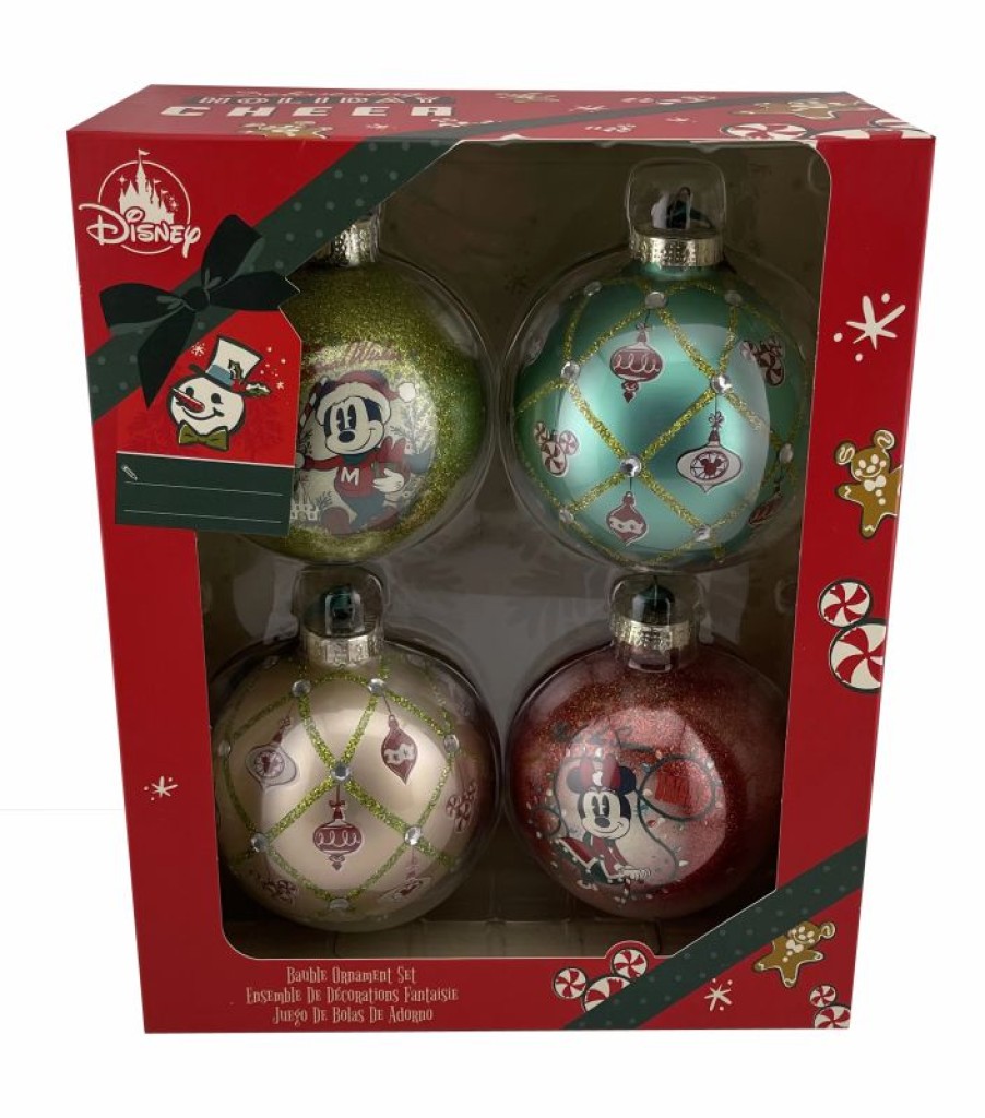 Holidays * | Best Reviews Of Disney Ornament Set Holiday Cheer Mickey & Minnie Bauble